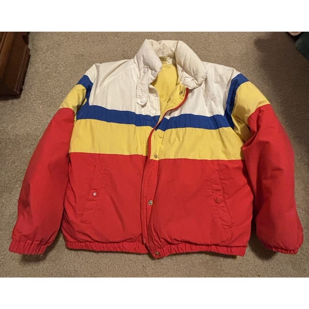 Vintage Women’s 70s/80s Primary Colored Stripped Puffer Jacket